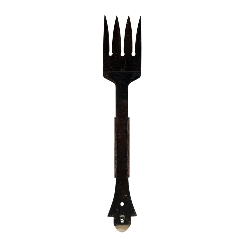 1970s Vernco Japan BBQ Meat Fork Stainless Steel Wood Handle Bottle Opener MCM